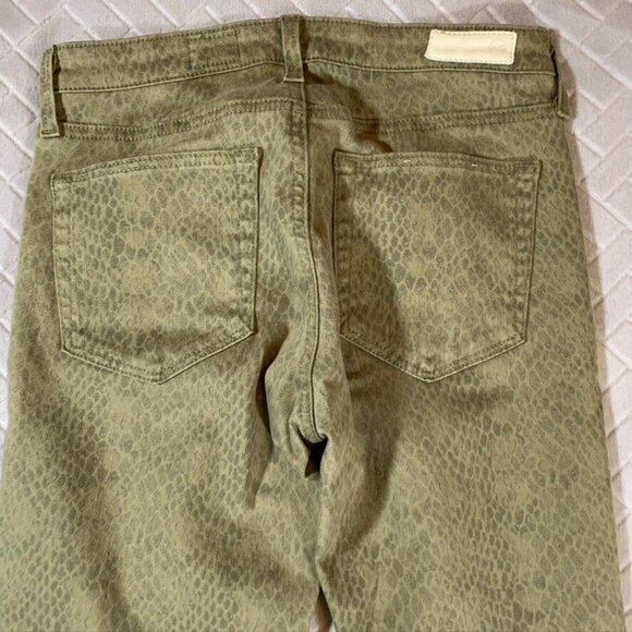 Adriano Goldschmied Womens 25 Denim Jeans Green Snake Reptile Prima Skinny Ankle - Picture 10 of 11